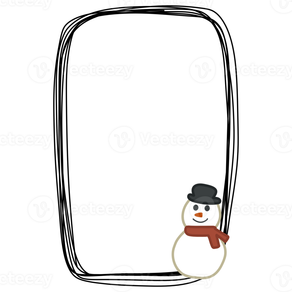 a snowman in a frame with a black border png