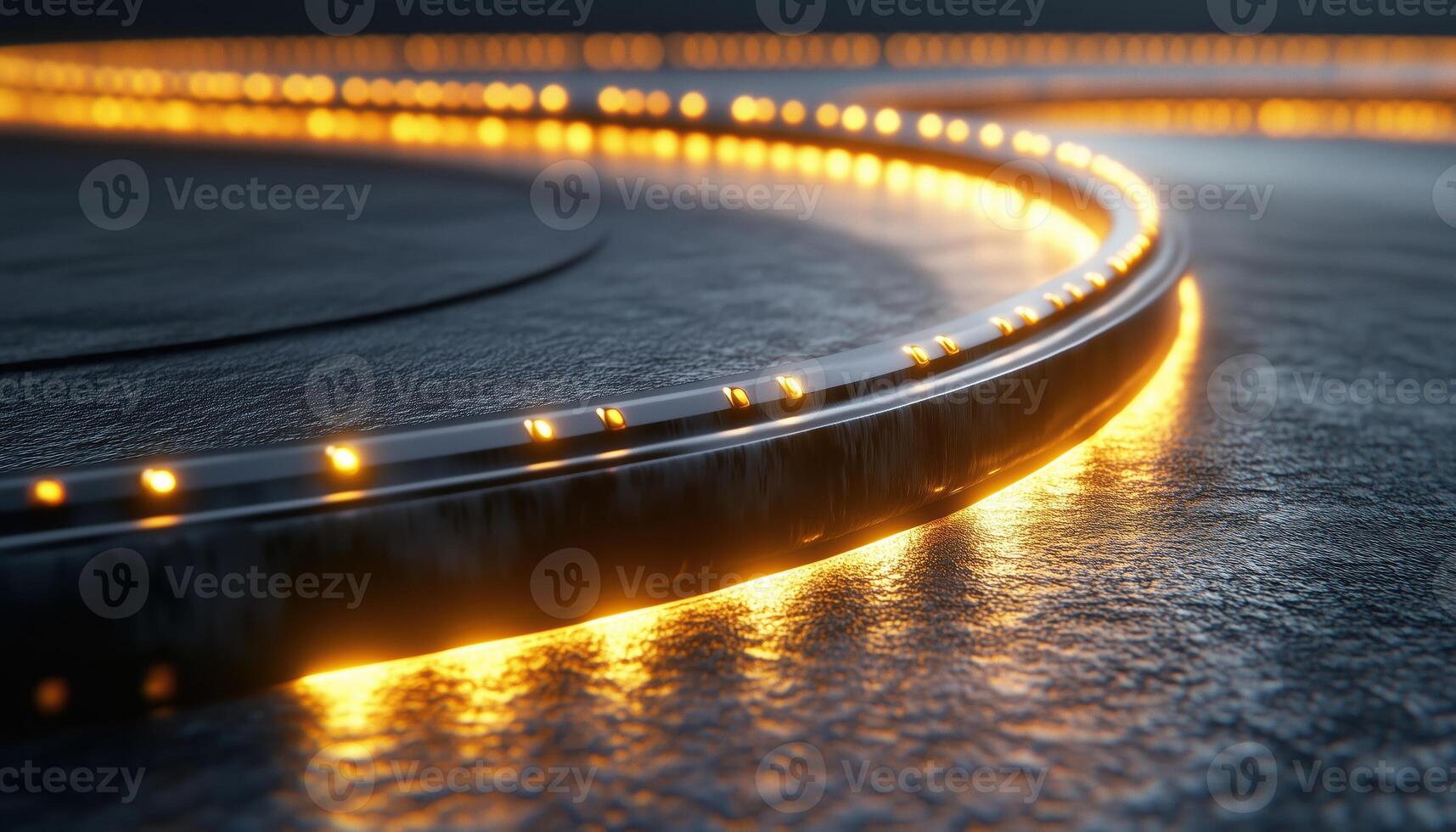 Blurred Racetrack With Start Or End Point And Applied Lighting Effects In Motion. A Dynamic And Abstract Image Capturing Speed And Movement photo