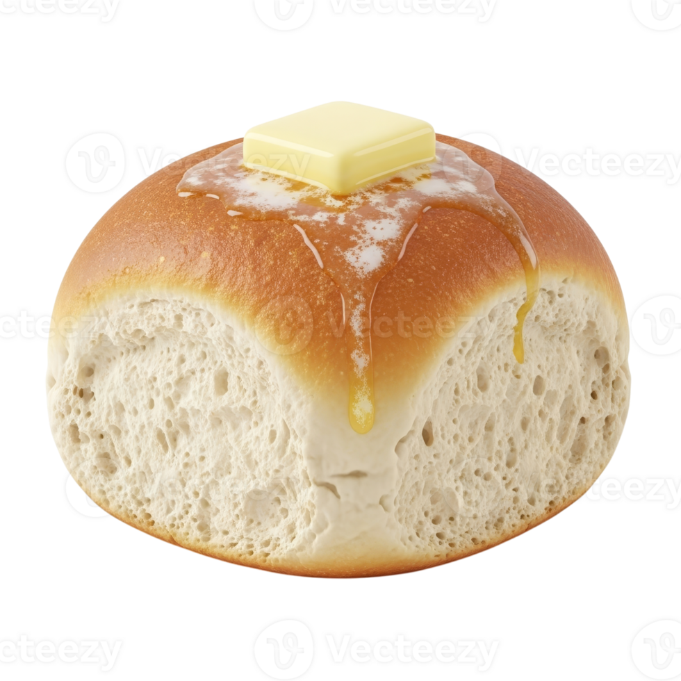 Freshly Baked Dinner Roll with Melting Butter png