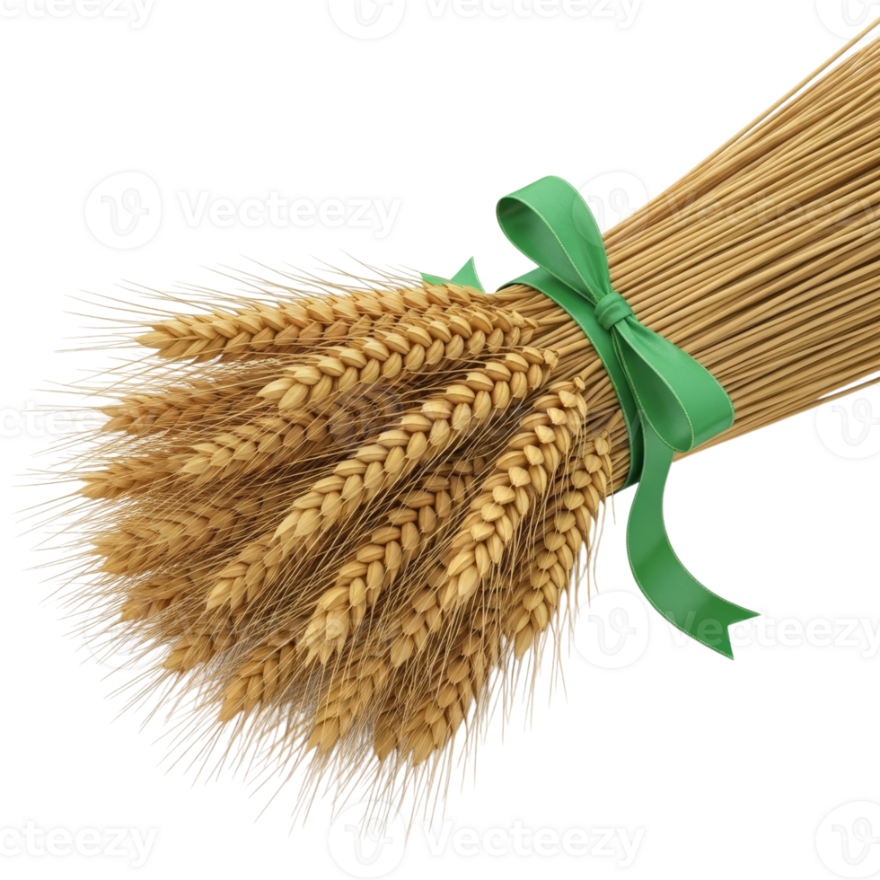 Sheaf of Golden Wheat Tied with a Green Ribbon png