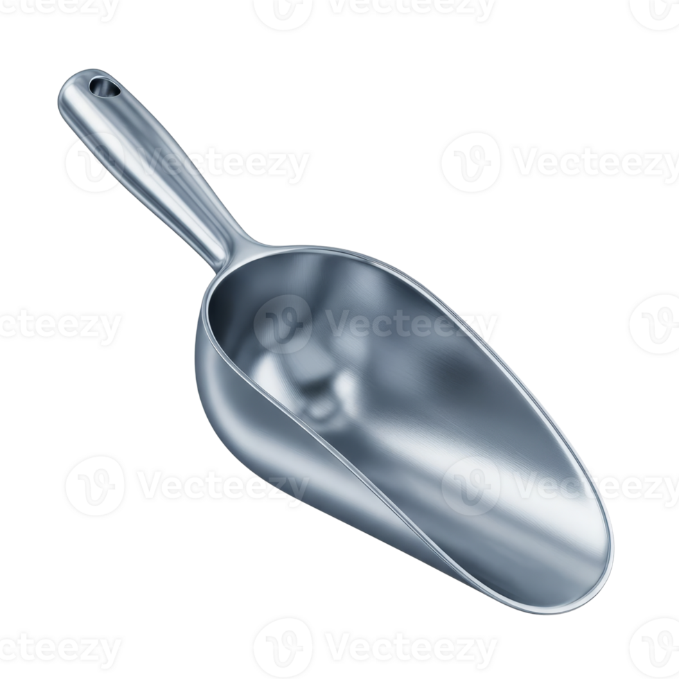 Shiny Silver Metal Scoop for Food or Ingredients png