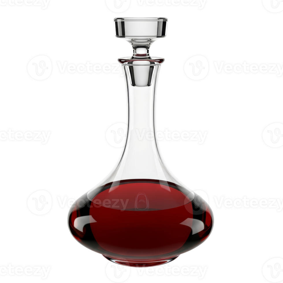 Elegant Glass Decanter with Red Wine Inside png