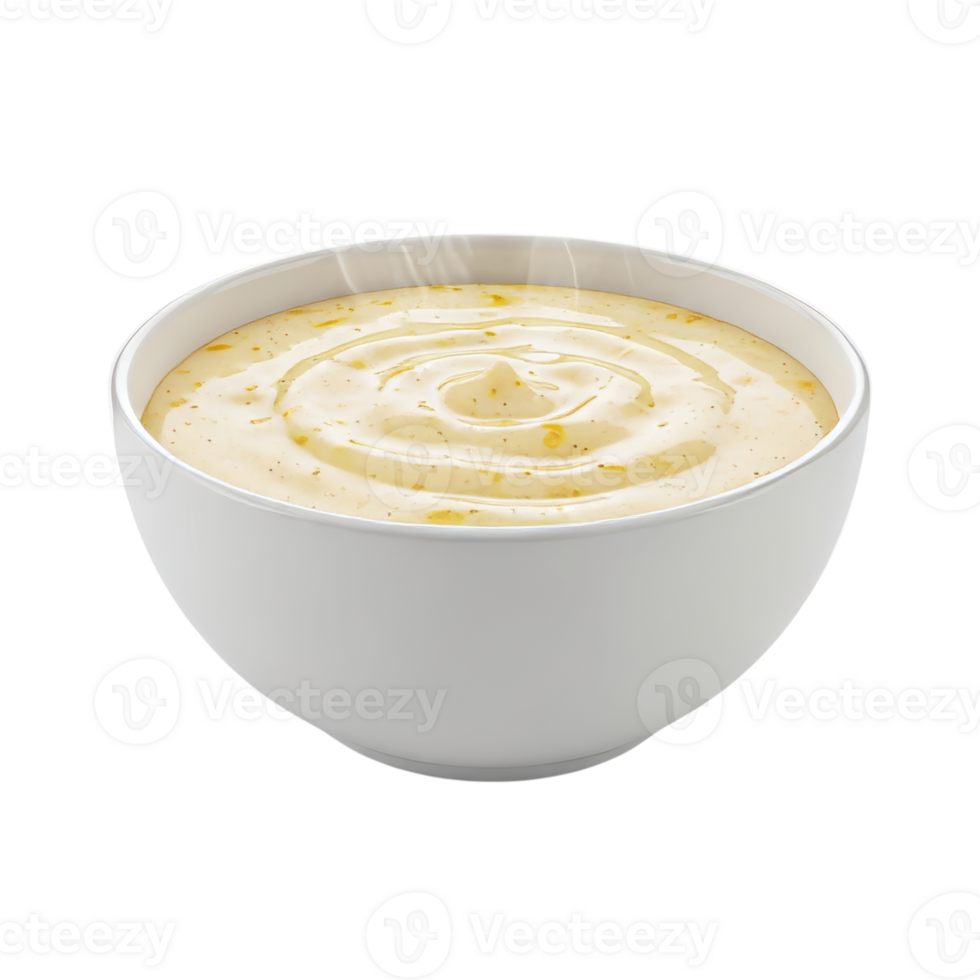 Bowl of Smooth White Creamy Puree or Sauce png