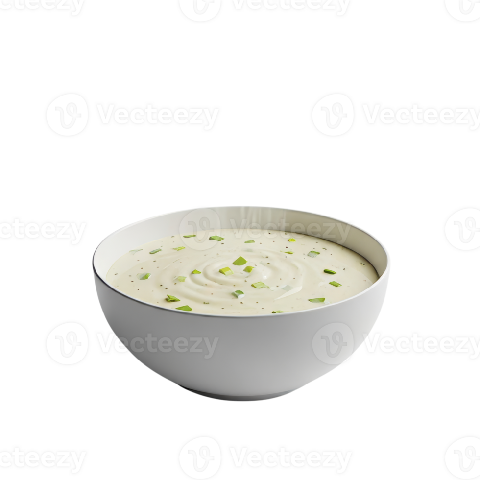 Bowl of Smooth White Creamy Sauce or Dressing png