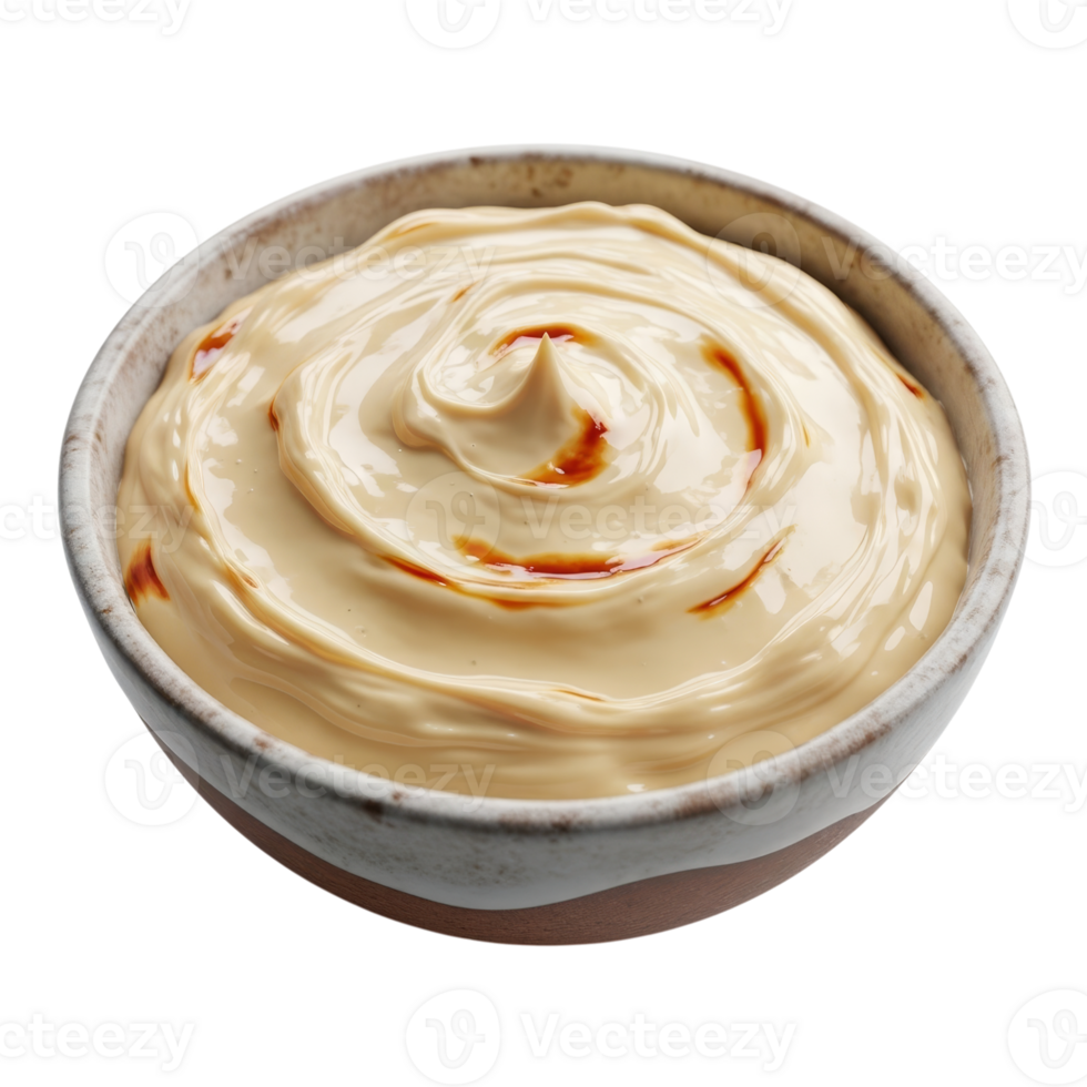 Bowl of Creamy White Dip with Swirl Texture png