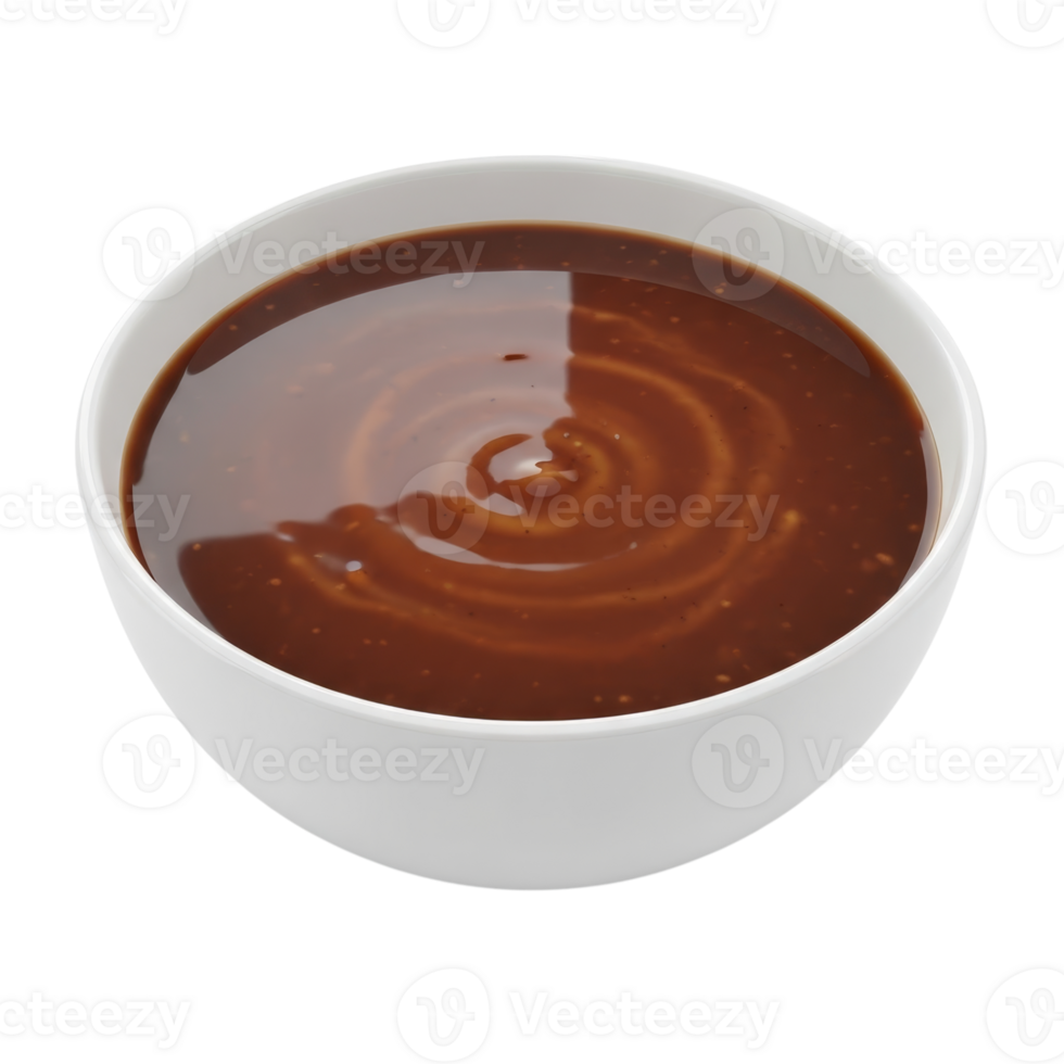 Bowl of Rich Brown Chocolate Sauce or Syrup png