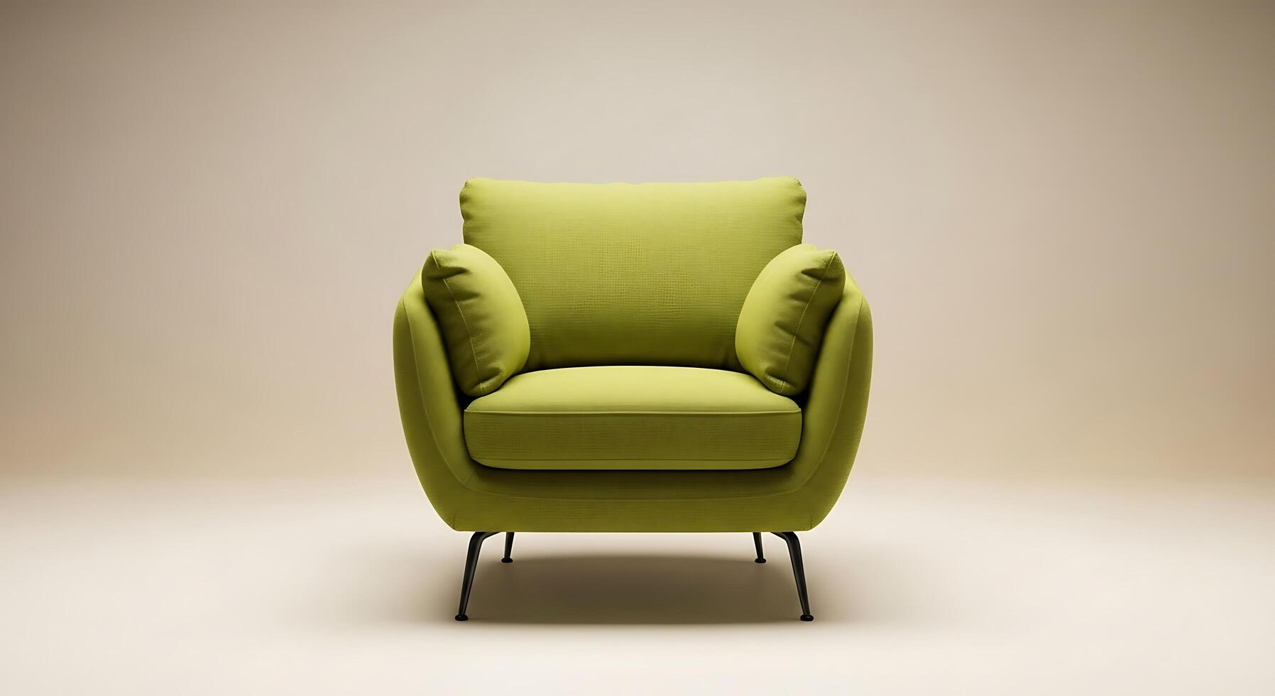 Vibrant armchair with curved arms and thin legs lime photo