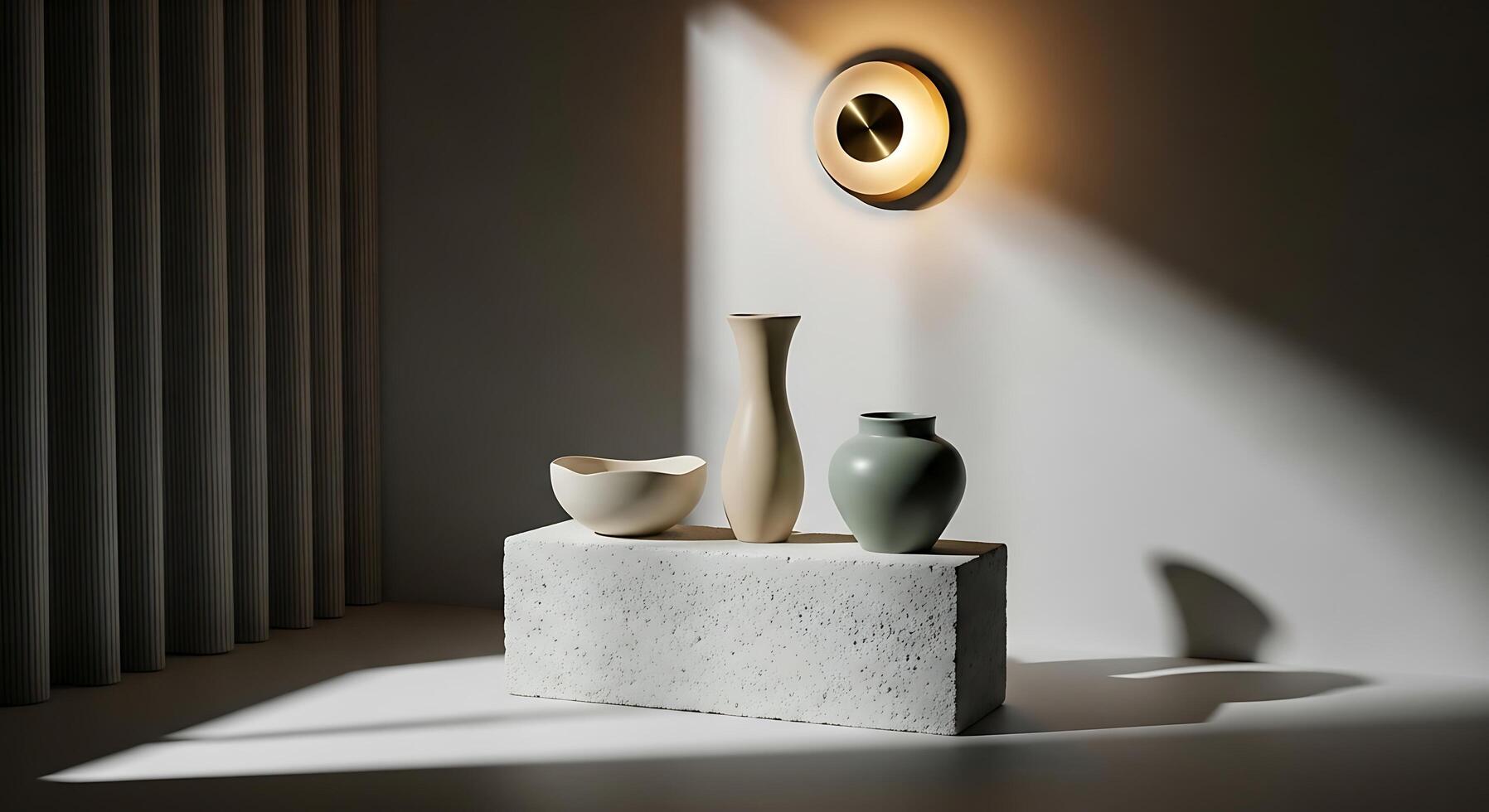 Minimalist still life composition smooth vases image photo