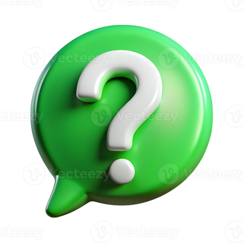 Green speech bubble with white question mark isolated on transparent background png