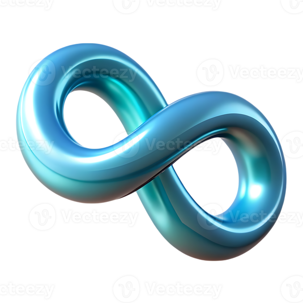 Shiny blue infinity symbol shape isolated on transparent background png