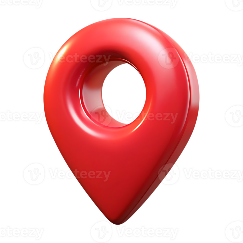 Glossy red 3d map pin location marker icon isolated on black png