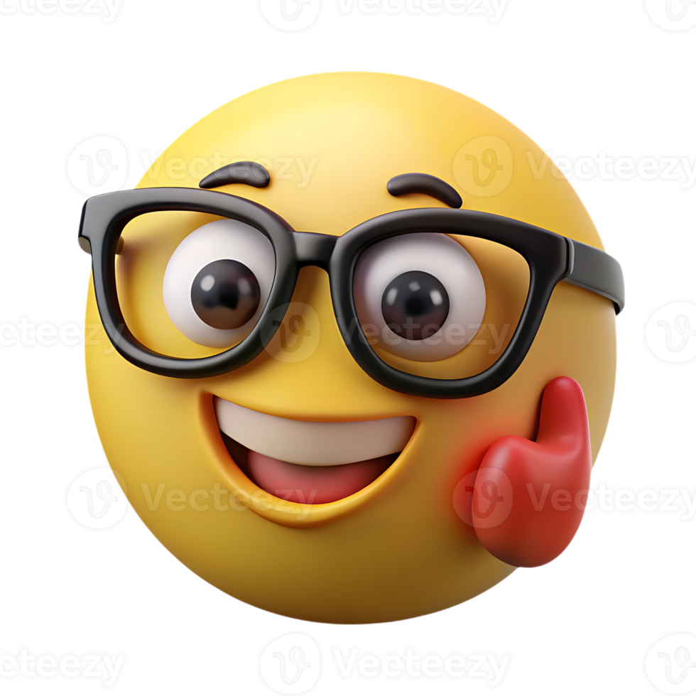 Happy smiling emoji with glasses and a heart on cheek png