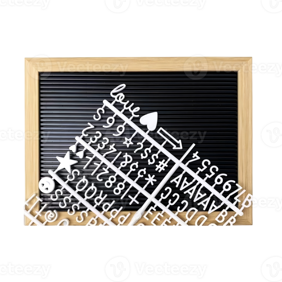 Letter board is displaying plastic letters and symbols for creating customizable messages announcements and decorations for a variety of purposes png
