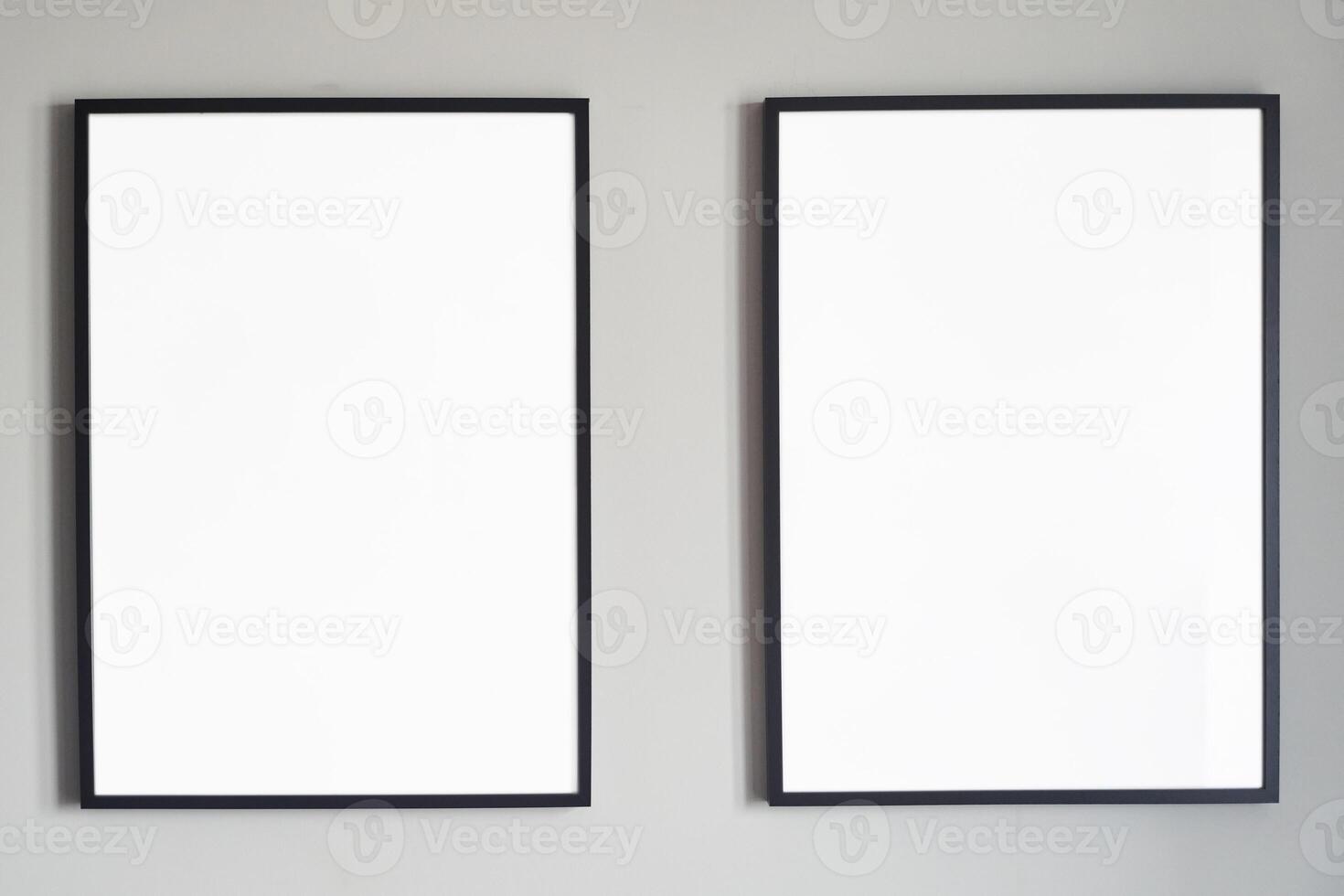 Blank frames on a wall create an ideal backdrop for artistic displays, enhancing decor photo
