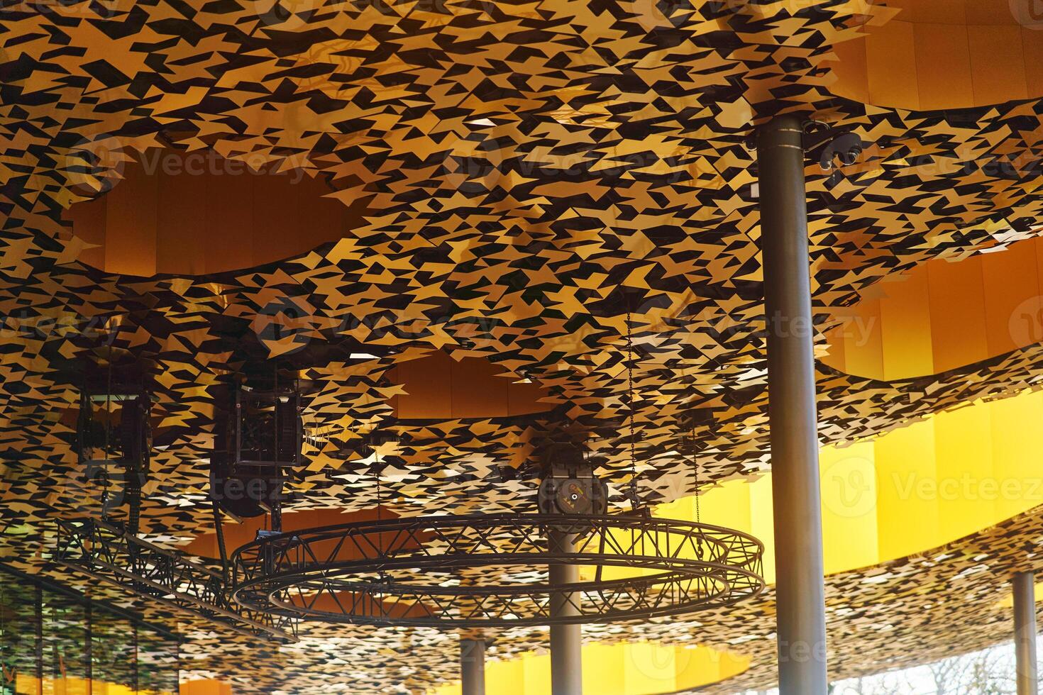 View of the golden roof covering of the House of Music in Budapest. photo