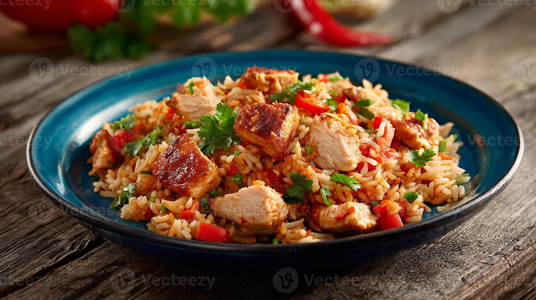 Plate of chicken fried rice photo