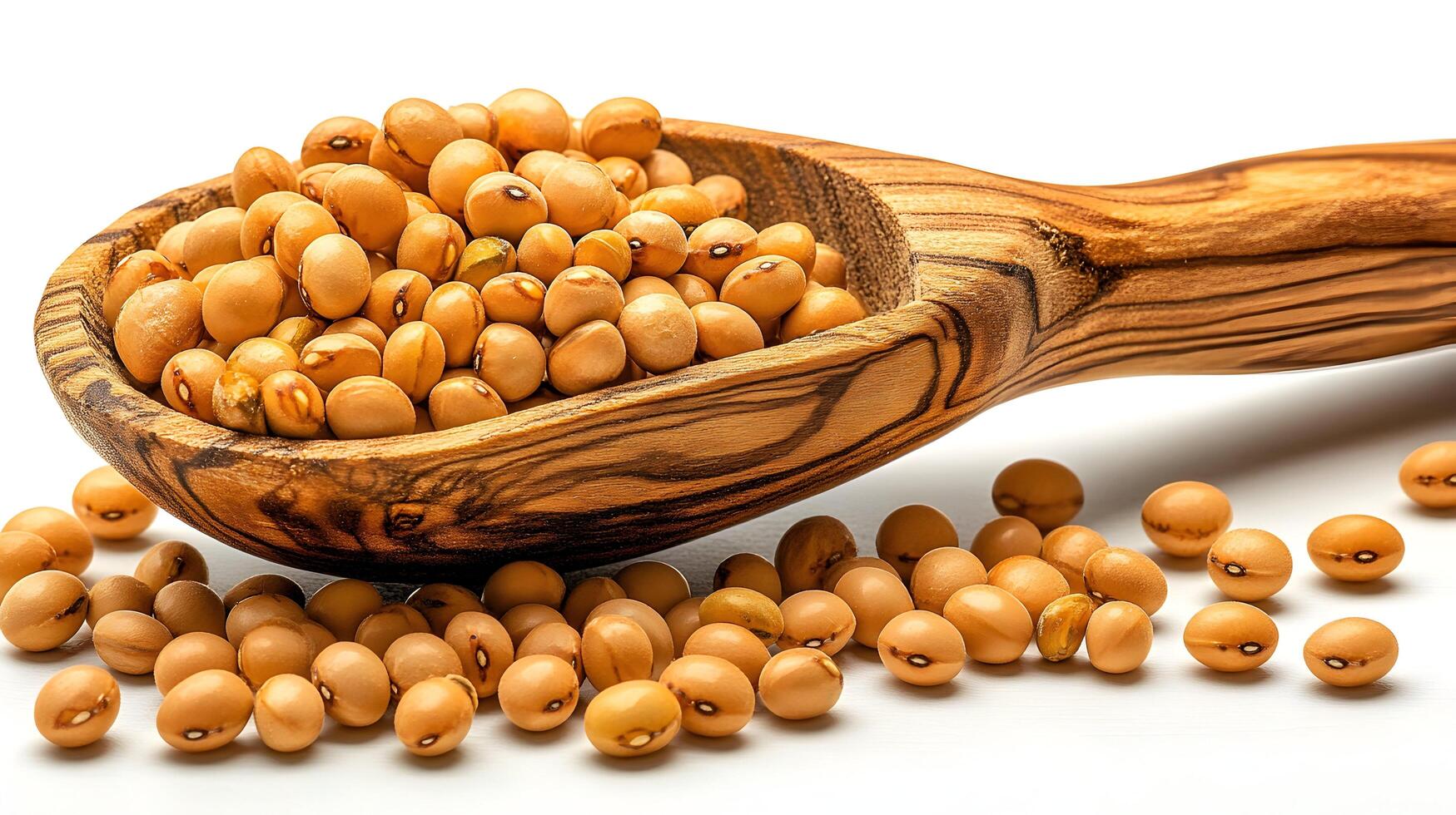 A wooden spoon filled with beans photo