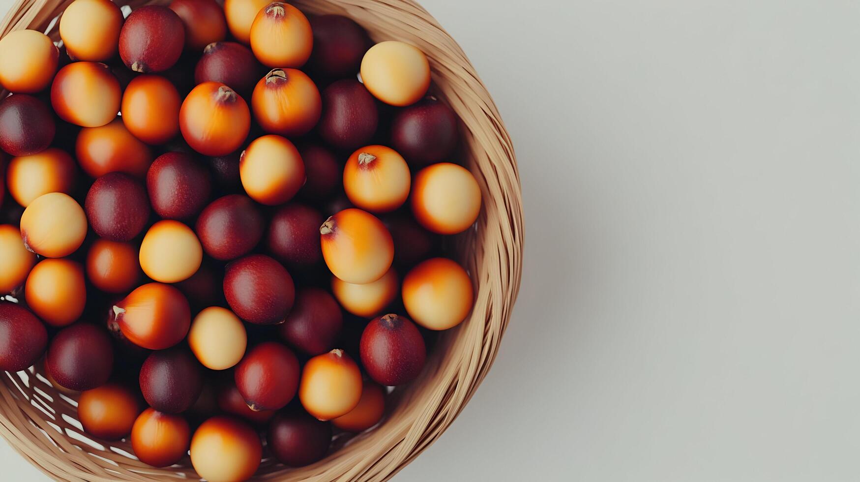 A basket filled with red and yellow fruits photo