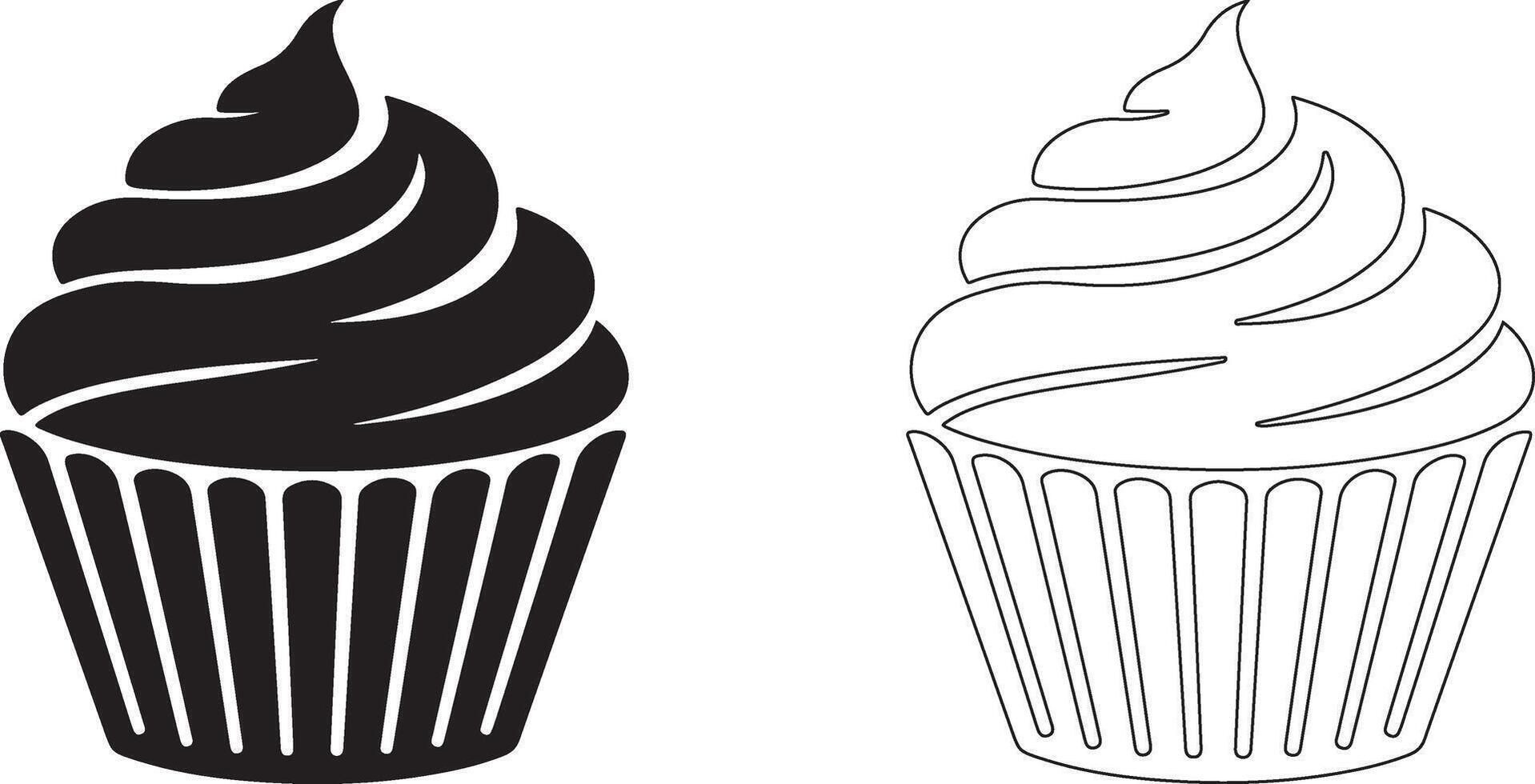 Cupcake Silhouette Logo On White Background For Cake Business Design vector