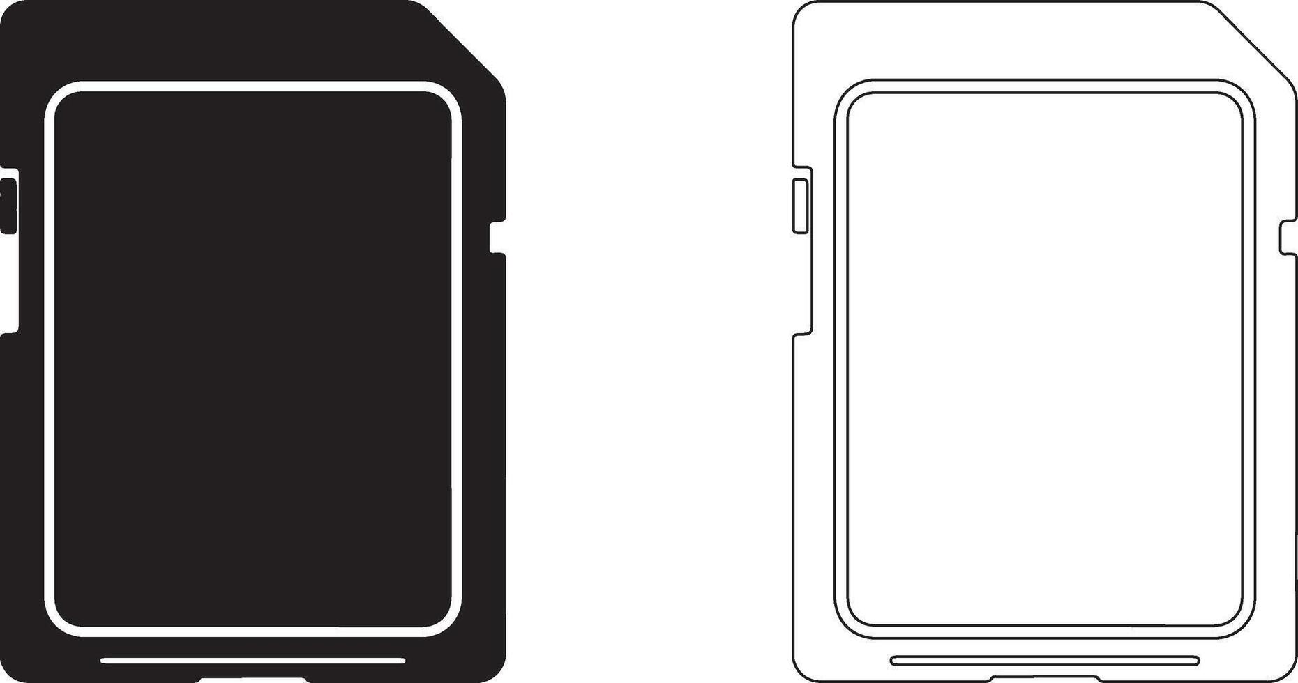 Black Flat Memory Card Silhouette Logo On White Background For Web Use vector