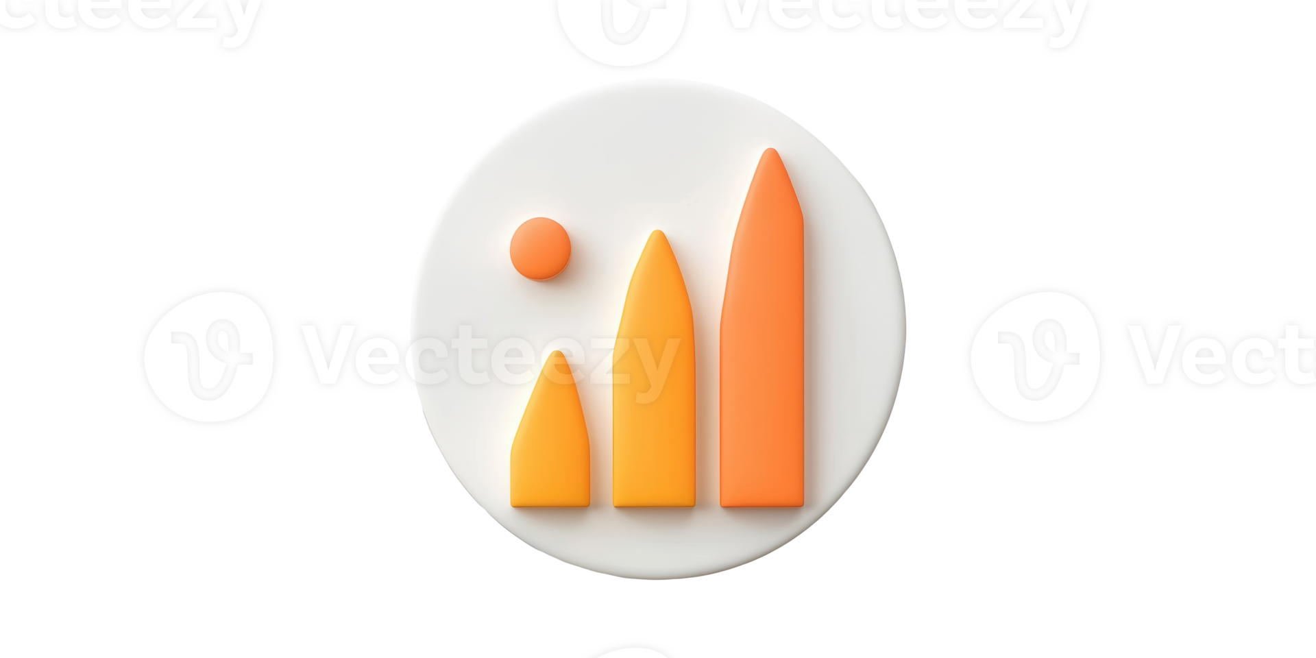 Abstract 3D Bar Chart Icon In Orange Tones. Symbolizes Growth And Data Analysis Isolated On Transparent Background png