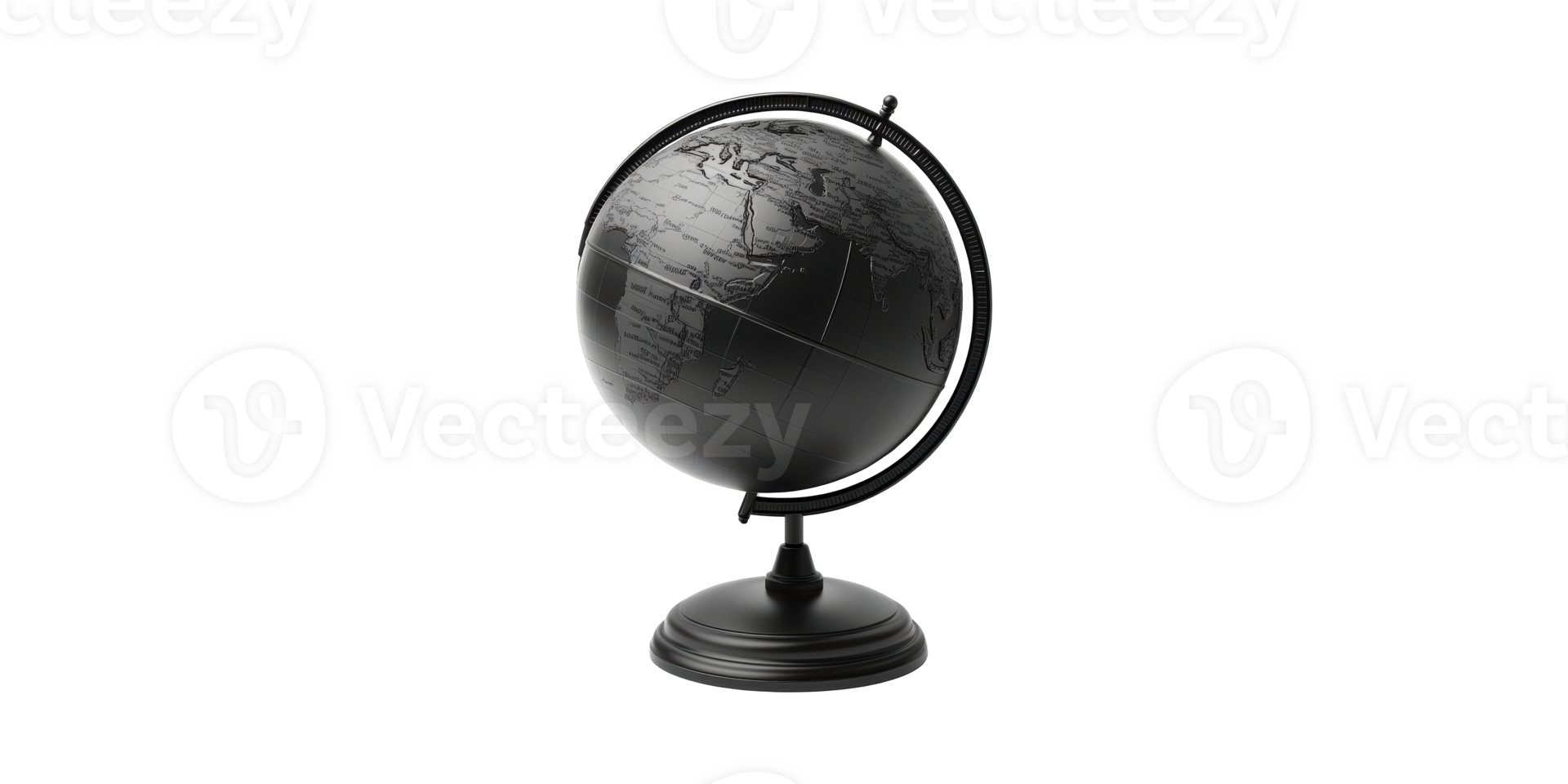 Black And Silver World Globe Stand. Elegant Decorative Piece For Home Or Office Isolated On Transparent Background png