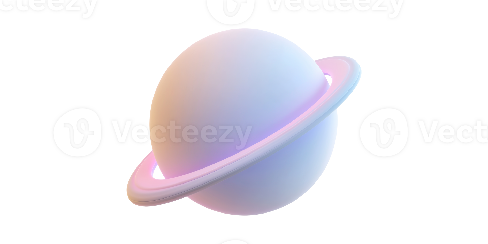 3D Illustration Of A Pastel-Colored Planet With Rings. Futuristic And Abstract Space Concept Isolated On Transparent Background png