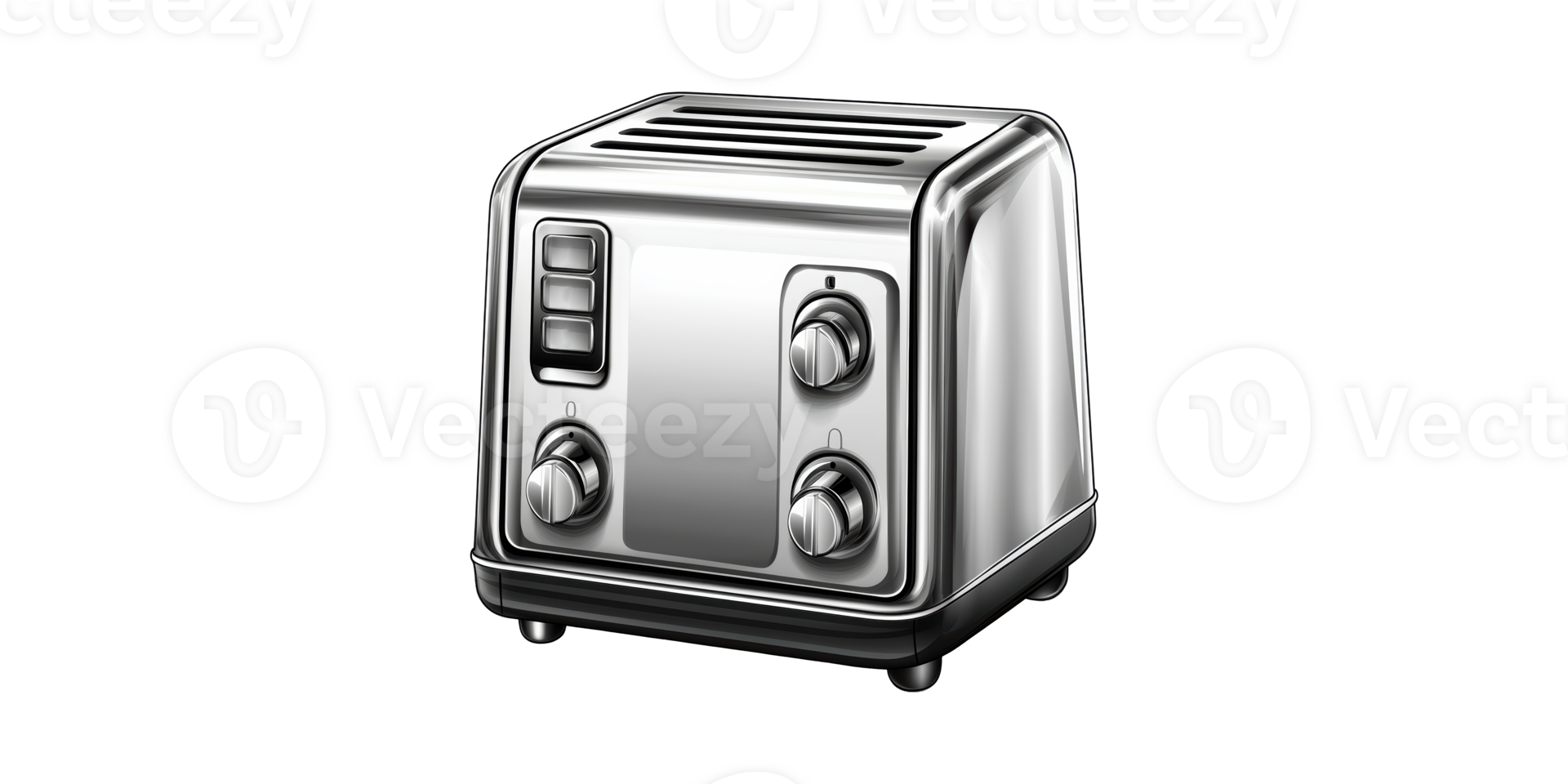Stainless Steel Toaster With Multiple Controls. Modern Kitchen Appliance For Efficient Toasting Isolated On Transparent Background png