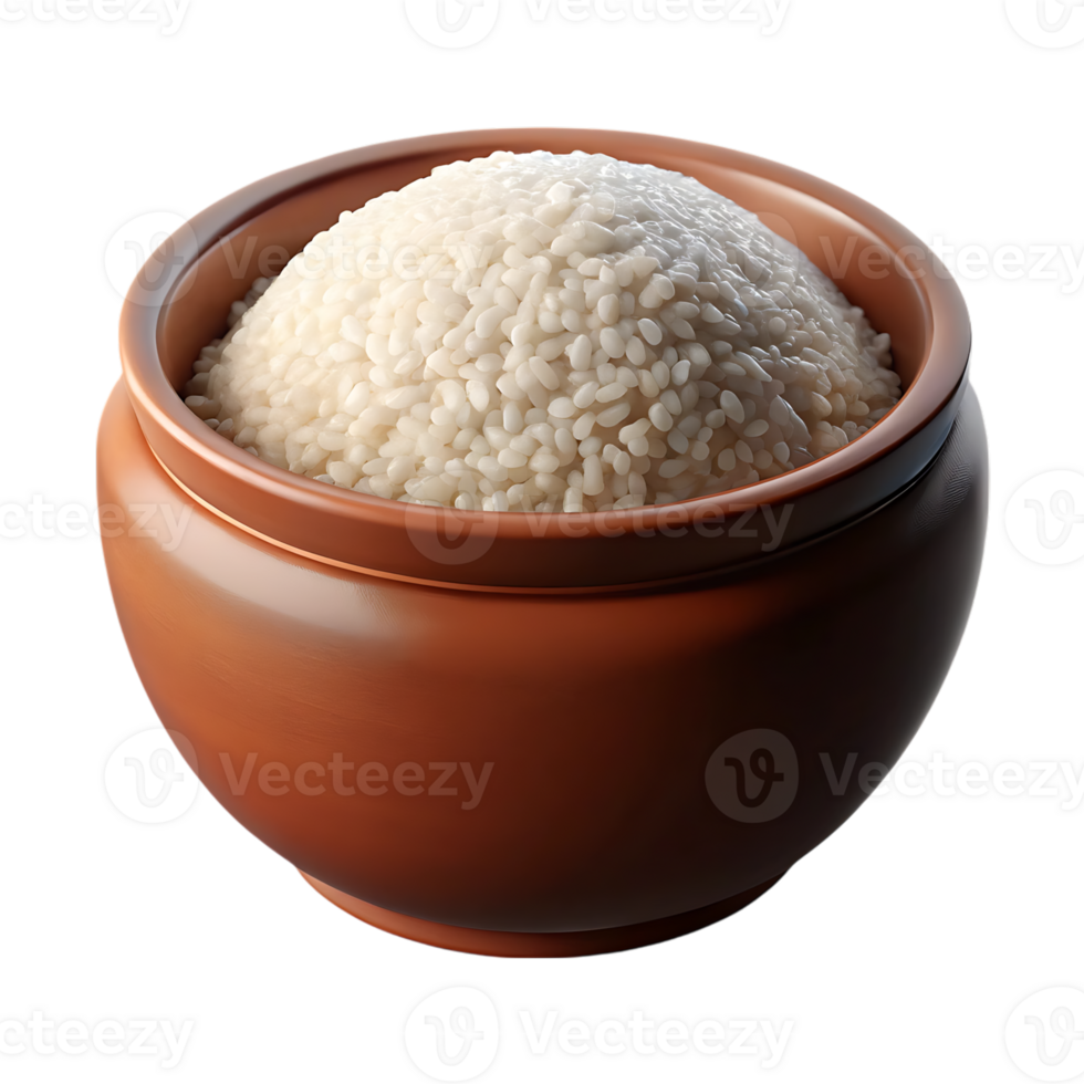 Close up of semolina flour in a rustic clay bowl. png