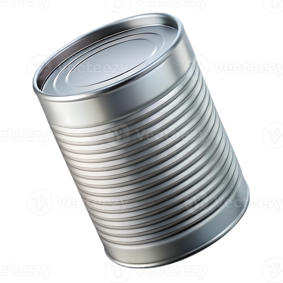 A single silver metal food can with ribbed texture. png