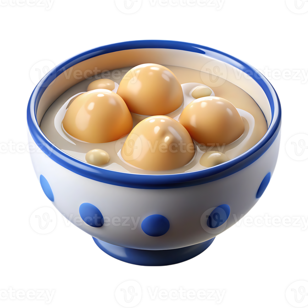 Delicious bowl of sweet dumplings in creamy milk soup dessert png