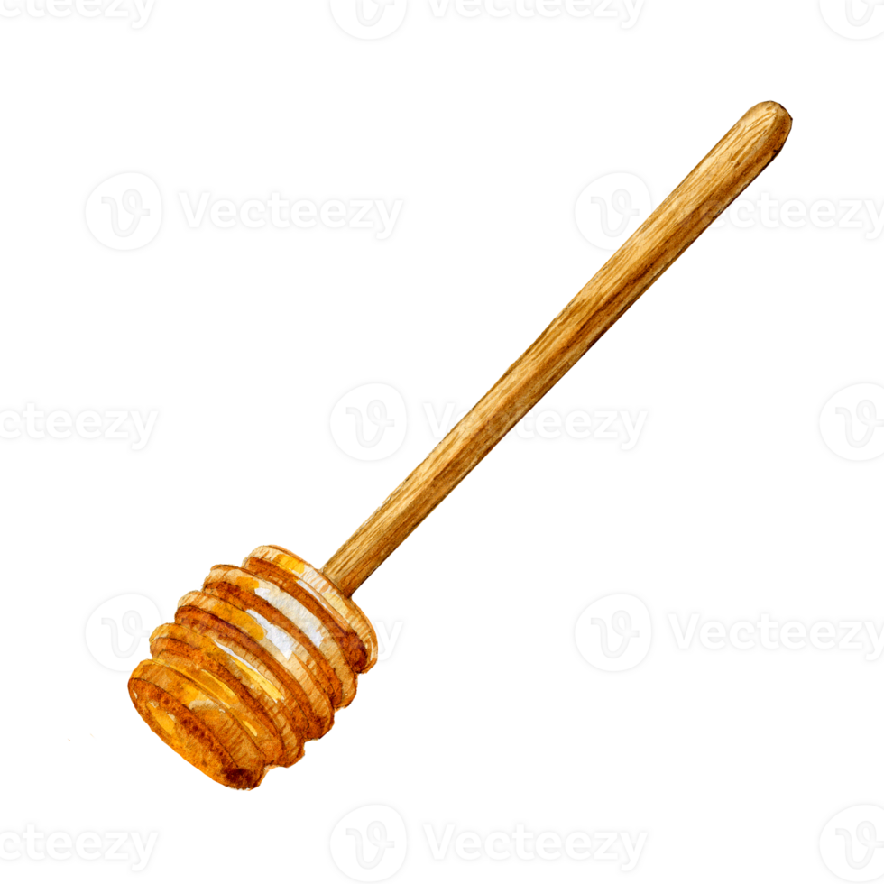 Hand drawn wooden honey spoon png