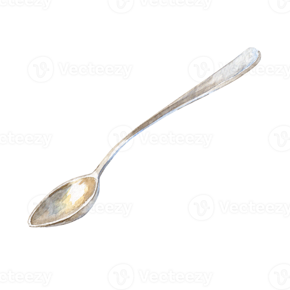 Hand drawn old stainless steel spoon png