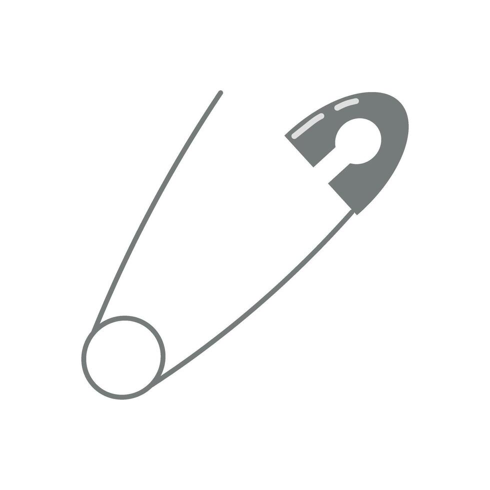 Gray safety pin icon in flat minimalist style isolated on white background vector