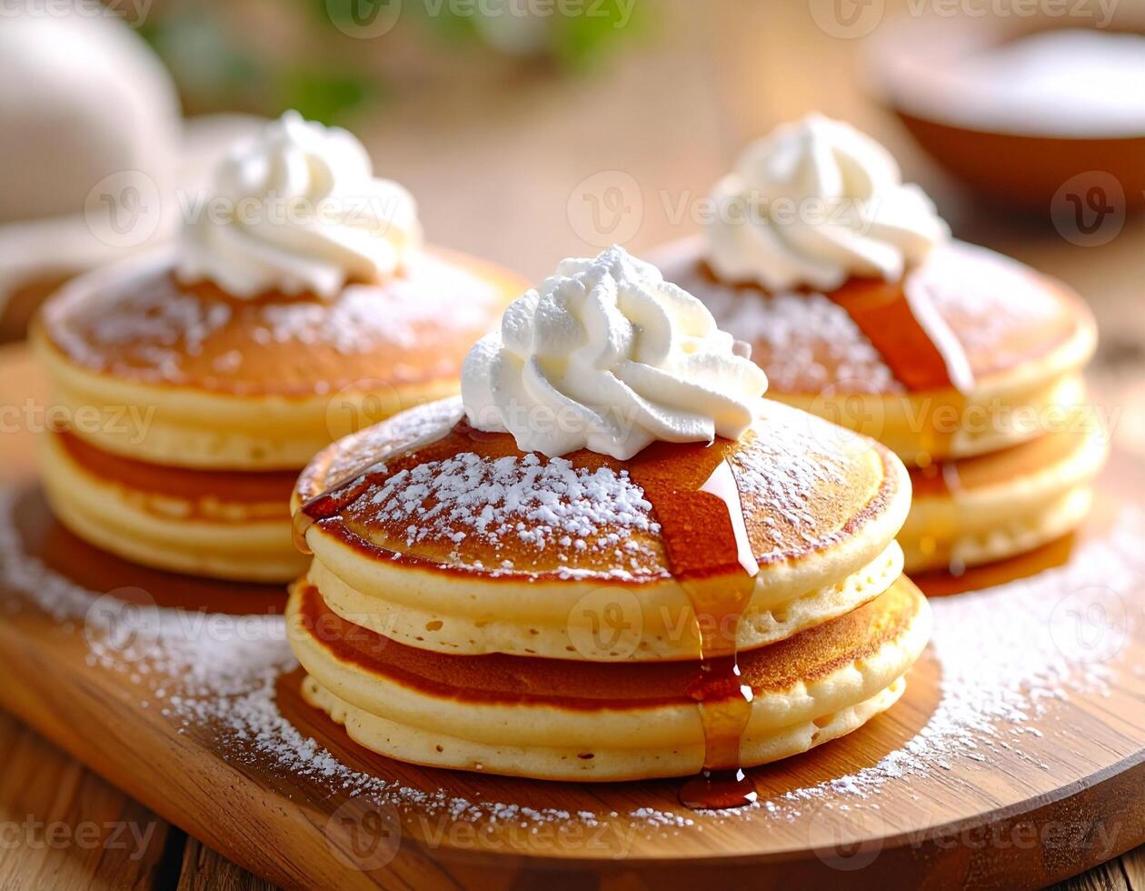 Homemade Pancakes with Whipped Cream photo
