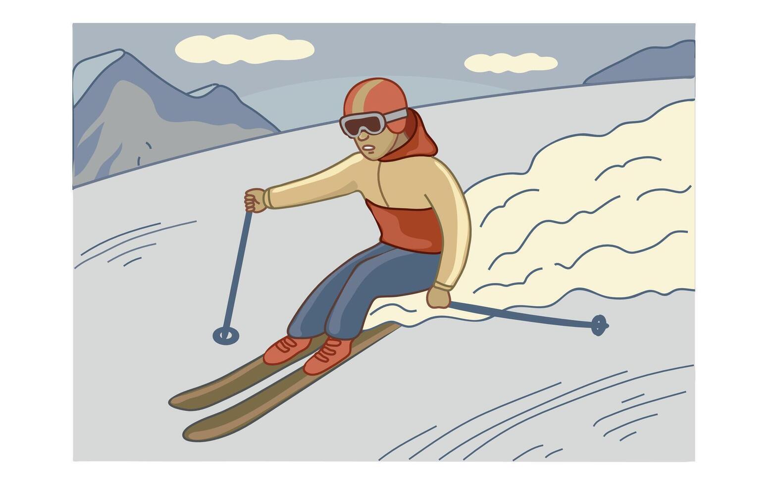 Ski at the ski resort clipart card concept isolated illustration vector
