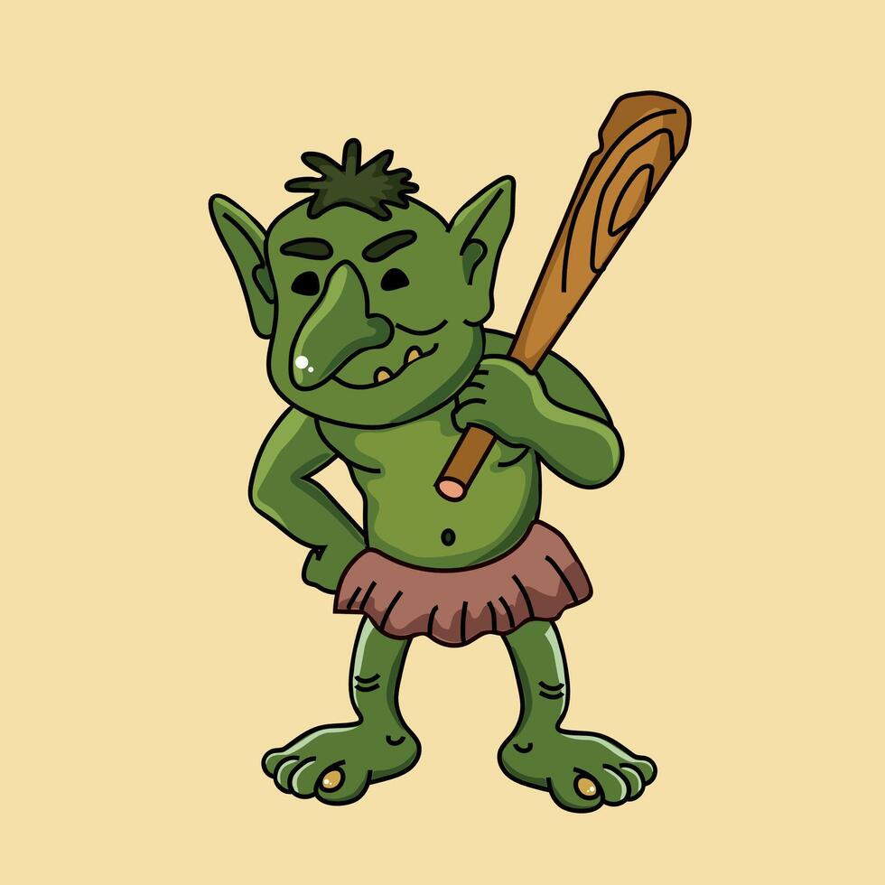 Troll with a club icon clipart avatar logotype isolated illustration vector