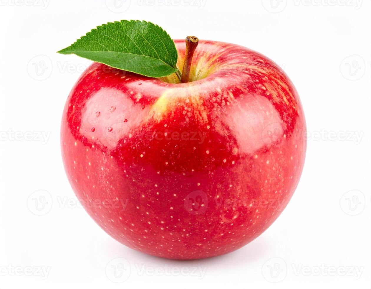 Glossy Red Apple Close-Up on A ite Background photo
