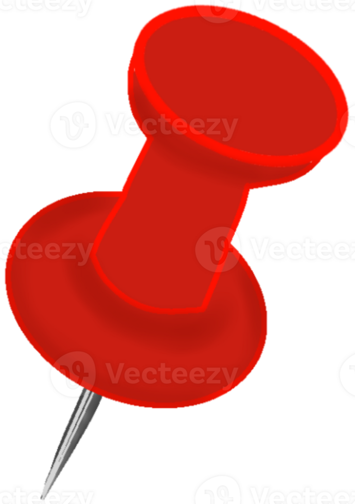 Red push pin isolated illustration on transparent backgound for decorate work , graphic design png