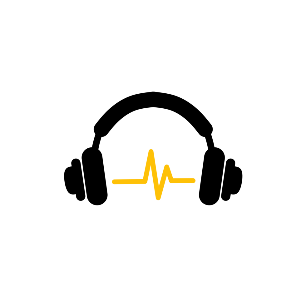 Black headset illustration, suitable for your design png
