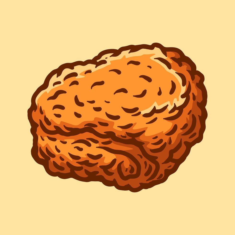 thigh fried chicken colored cartoon isolated drawing line style sketch classic vintage design illustration vector