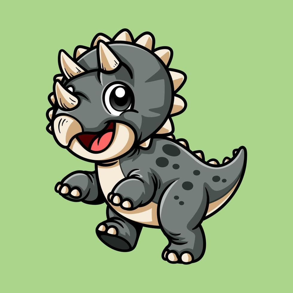 Cartoon dinosaur with spikes and smile vector