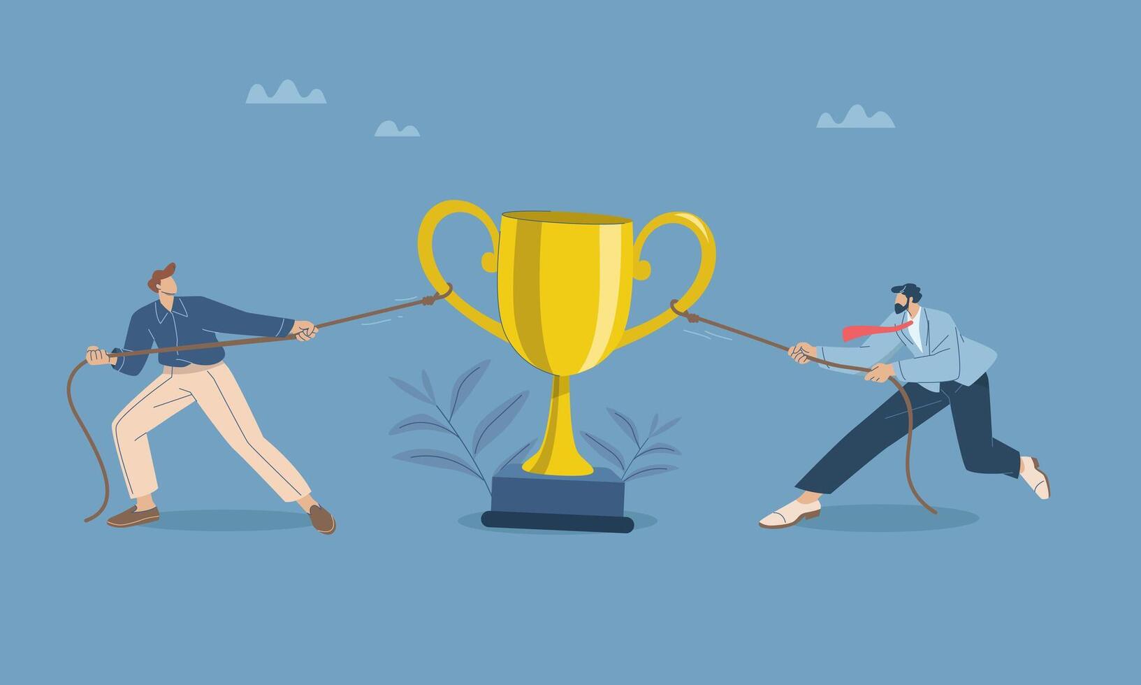 Competition for a trophy between two men vector