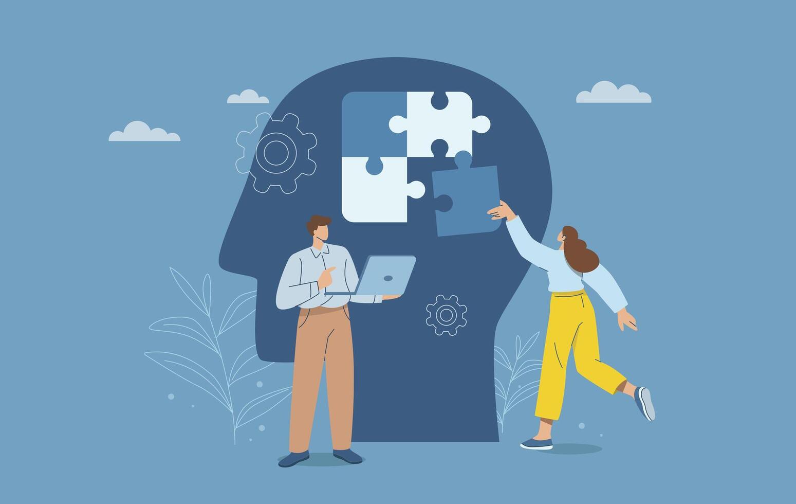 Teamwork for creative problem solving vector