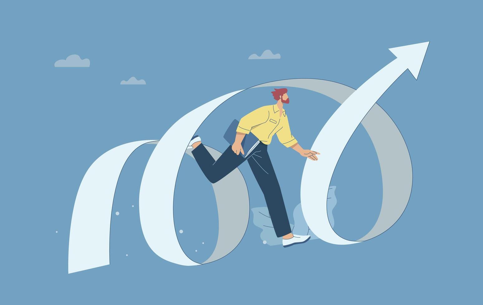 Man walking on rising arrows vector