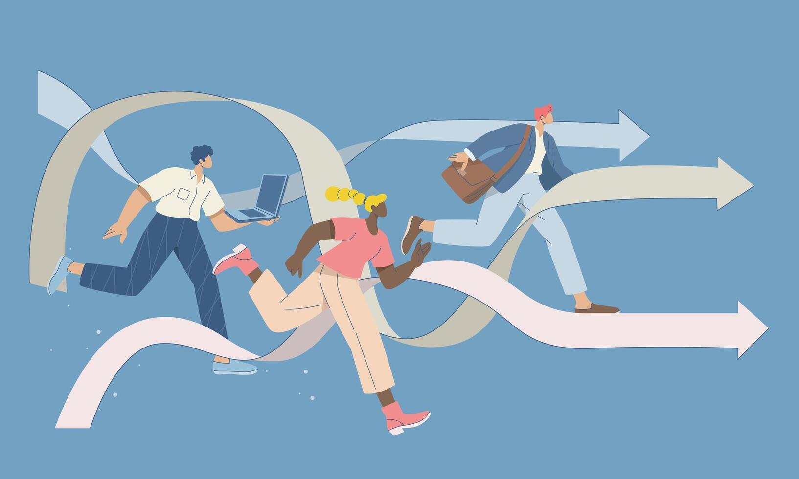 Business professionals running towards success vector