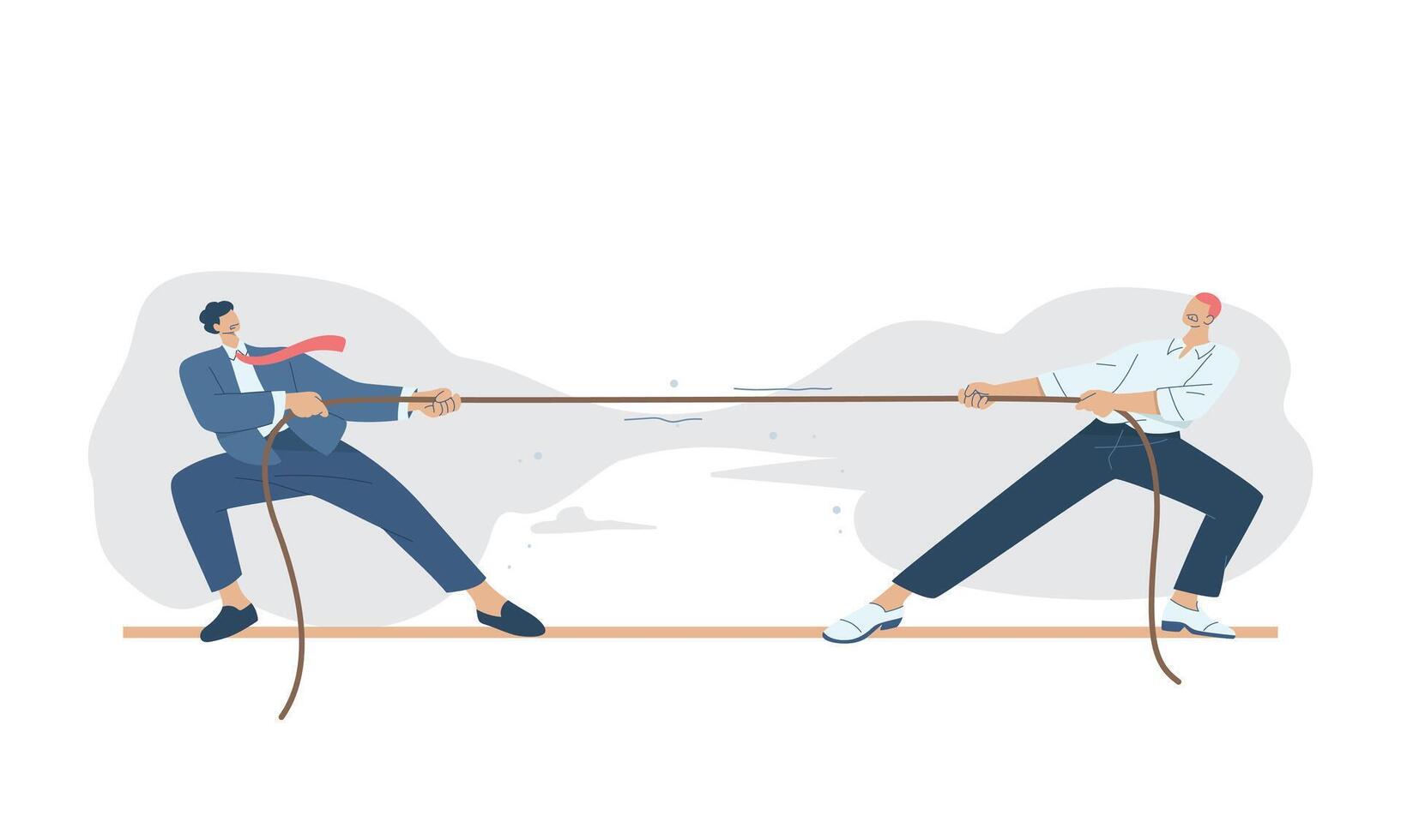 Businessmen in a tug-of-war vector