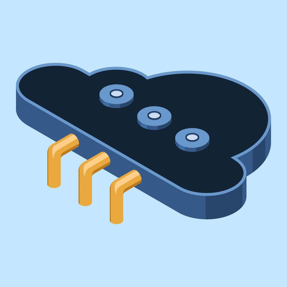 Isometric cloud icon with pins vector
