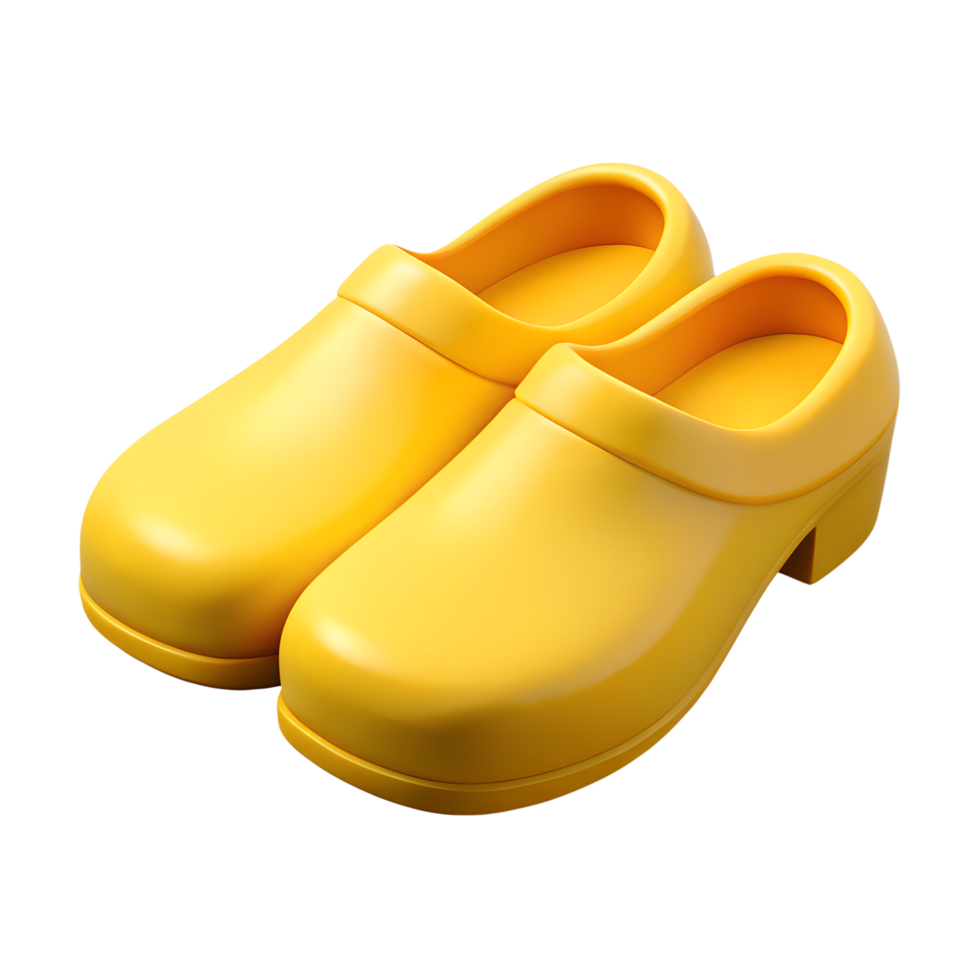 Stylish yellow clogs offer comfortable and vibrant footwear for everyday use, transparent background png