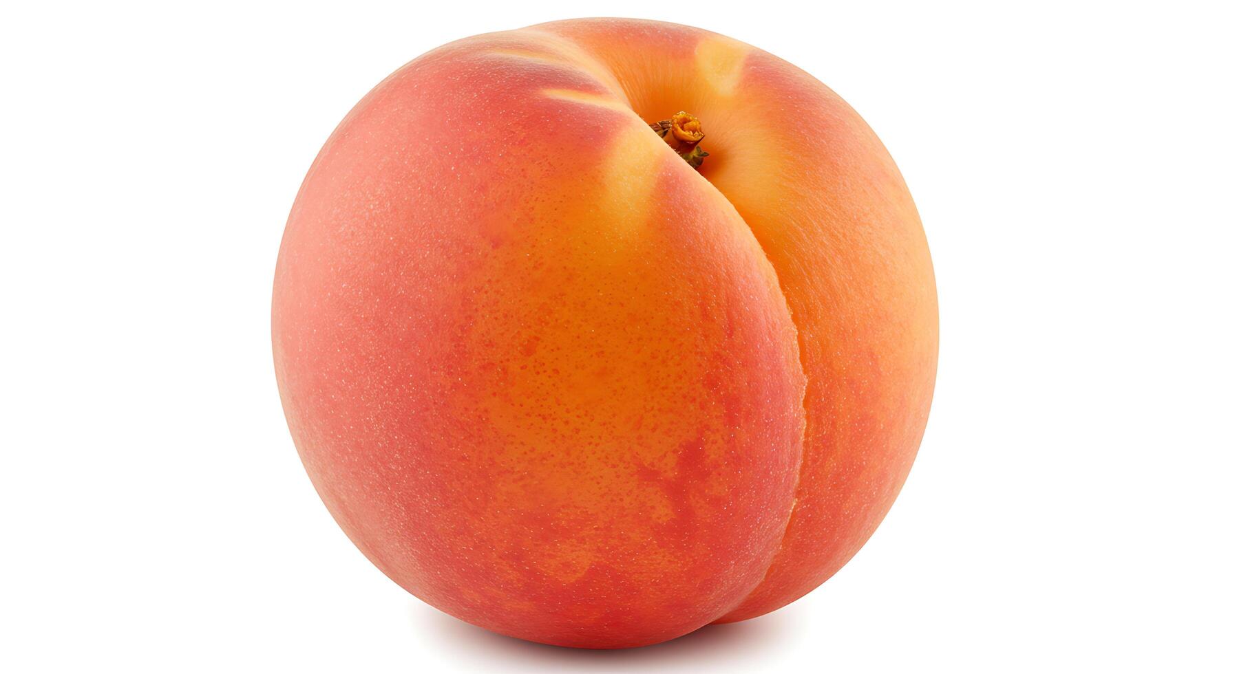 Close-up of Fresh Peach on White Background Shows Vibrant Colors photo